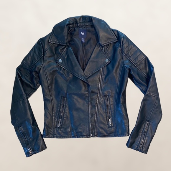 GAP Vegan Leather Black Jacket - Picture 1 of 7